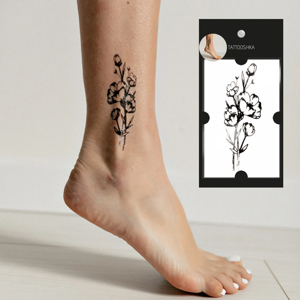 «Тимчасове тату Tattooshka Польові квіти (HC-306)», бренда Tattooshka - фото №1