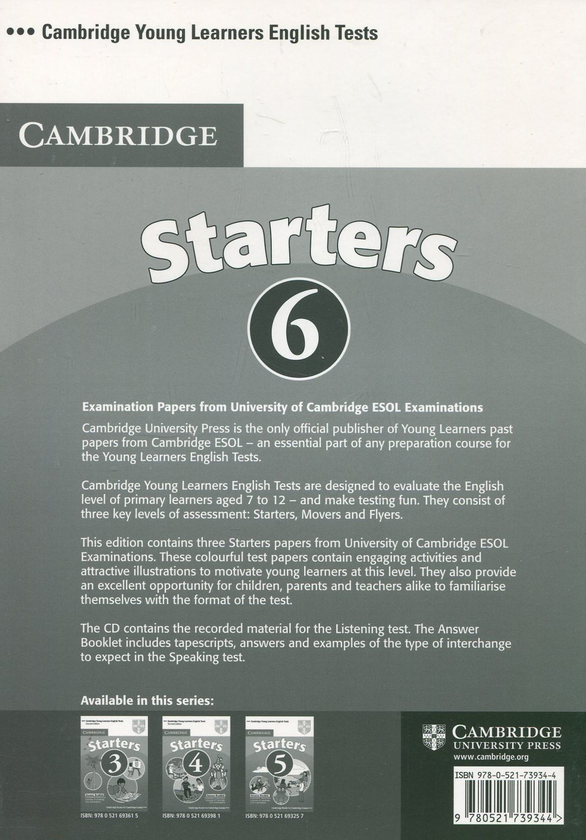 Паперова книга «Cambridge Young Learners English Tests 6 Starters Answer Booklet» - фото №1