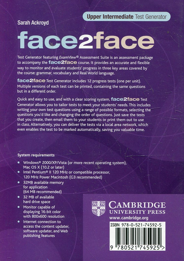 [object Object] «Face2face Upper Intermediate Test Generator (CD-ROM)», автор Сара Акройд - фото №3 - мініатюра