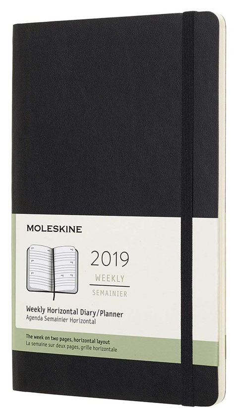  «Еженедельник горизонтальный Moleskine на 2019 год черный (DSB12WH3Y19)», бренда Moleskine - фото №1