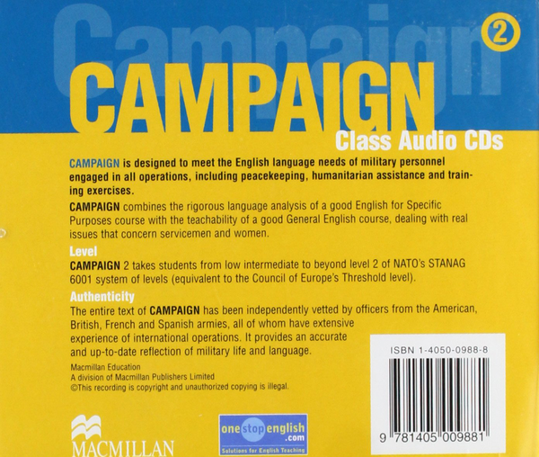 Бумажная книга «Campaign 2. English for the Military (3 CD-ROM)», авторов Саймон Меллор-Кларк, Ивонн Бейкер де Альтамирано - фото №1