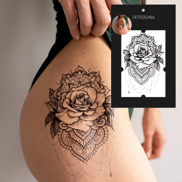 «Тимчасове тату Tattooshka Вишукана троянда (TBS-8047)», бренда Tattooshka - фото №1