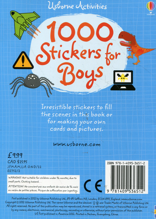 [object Object] «1000 stickers for boys», автор Фиона Уотт - фото №3 - миниатюра