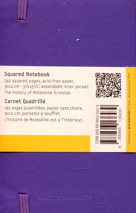  «Карманная записная книжка Moleskine Classic Coloured Фиолетовая в клетку (MM712H1F#978-88-6613-643-9)», бренда Moleskine - фото №1