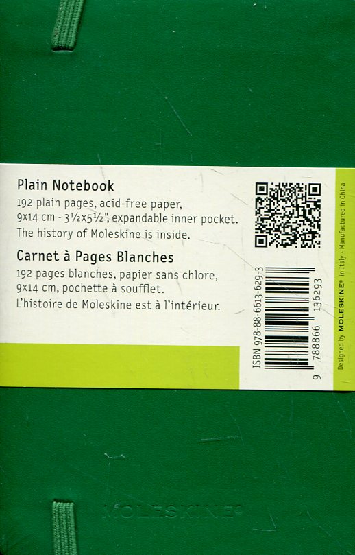  «Карманная записная книжка Moleskine Classic Coloured Зеленая нелинованная (QP012K1F#978-88-6613-629-3)», бренда Moleskine - фото №1