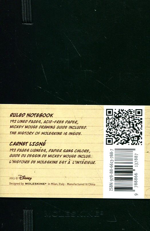  «Карманная записная книжка Moleskine Mickey Mouse Черная в линию (LEDIMM710F)», бренда Moleskine - фото №1