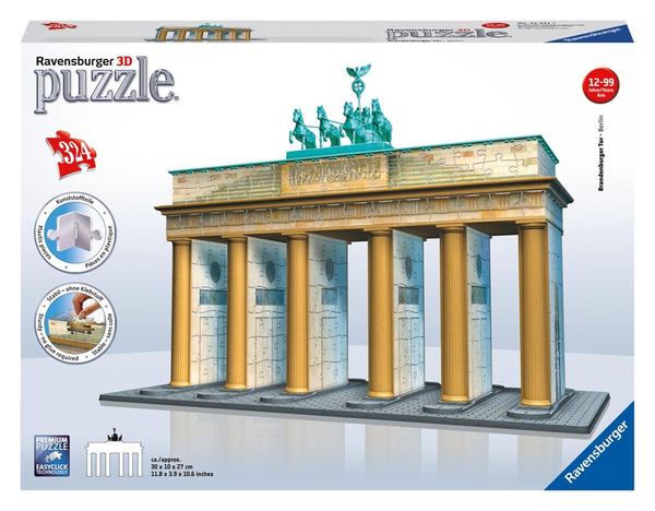  «3D пазл Ravensburger Бранденбургские ворота 324 элемента + акссесуары (125517)», бренда Ravensburger - фото №1