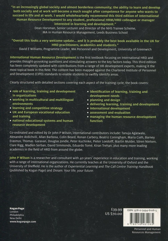 Паперова книга «International Human Resource Development: Learning, Education and Training for Individuals and Organizations», автор Джон П. Вілсон - фото №1