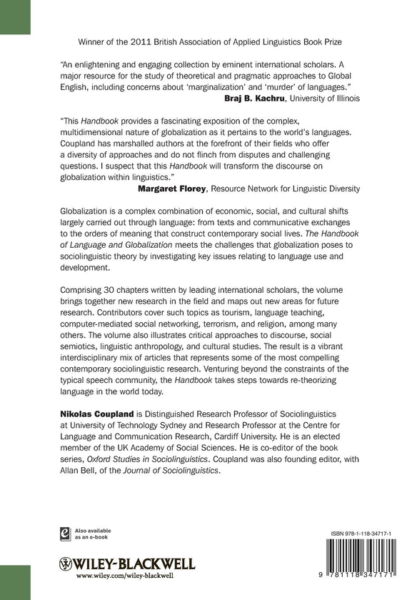 Бумажная книга «The Handbook of Language and Globalization» - фото №1