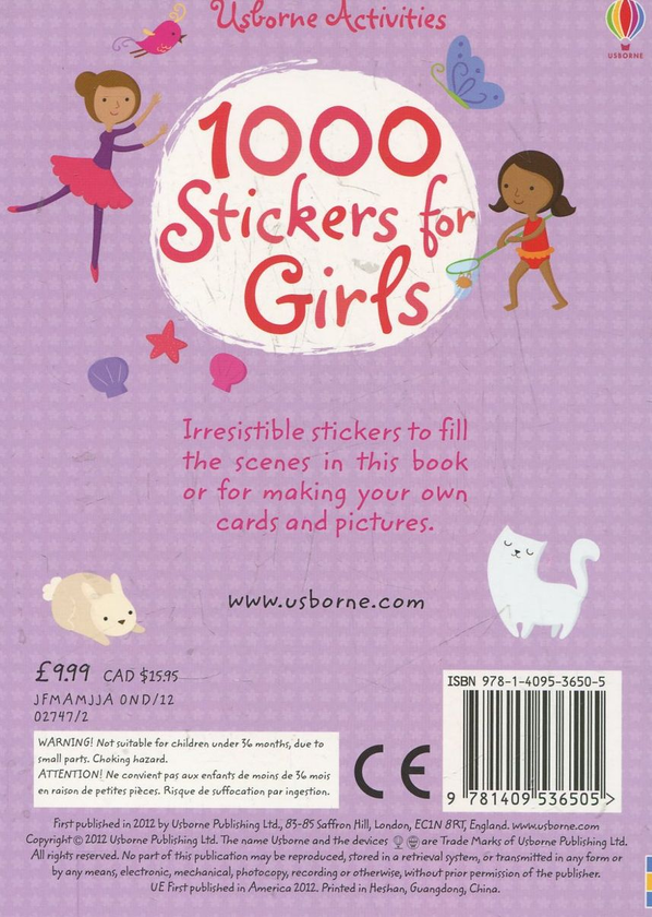 [object Object] «1000 stickers for girls», автор Фиона Уотт - фото №3 - миниатюра