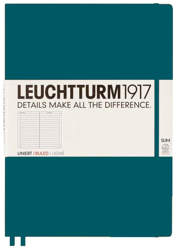 «Блокнот Leuchtturm1917 Master Slim Линия Тихоокеанский зеленый (359788)», бренда Leuchtturm1917 - фото №1