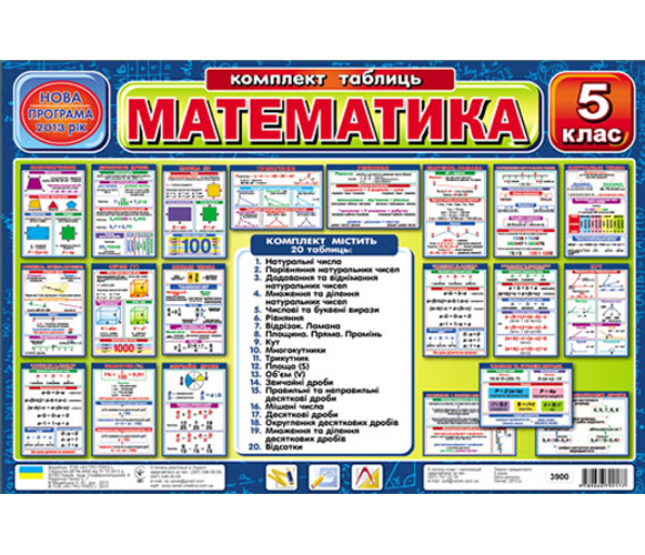 Бумажная книга «Комплект таблиць «Математика». 5 клас» - фото №1