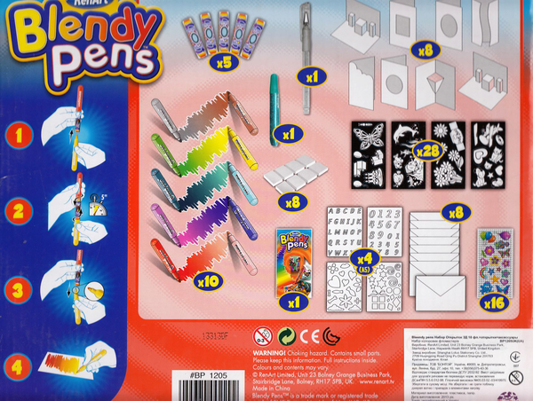  «Набор фломастеров RenArt Blendy Pens 10 шт + 3D-открытки + аксессуары (BP1205)», бренда RenArt - фото №1
