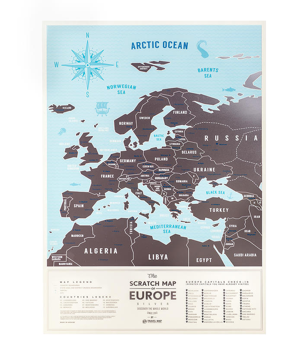 «Скретч карта Европы 1DEA.me Travel Map Silver (SE)», бренда 1DEA.me - фото №1