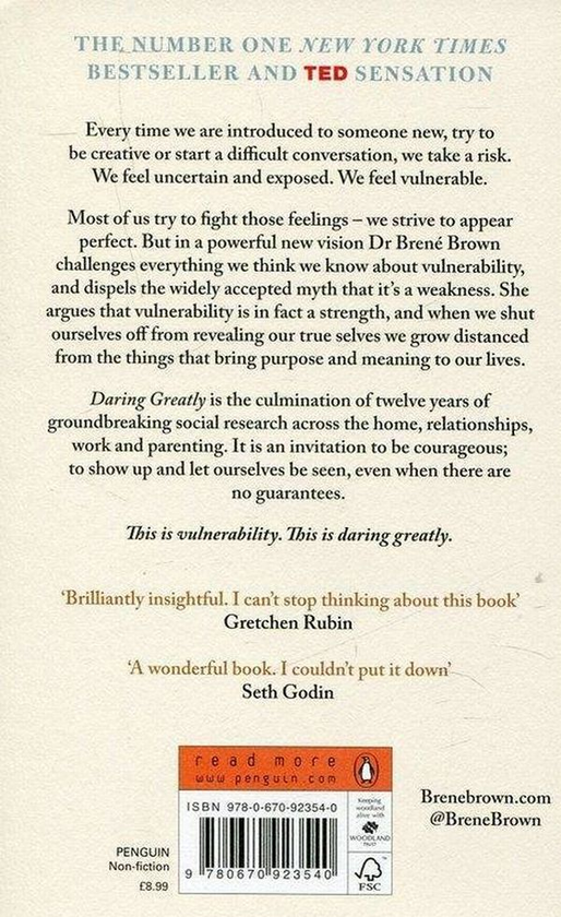 Паперова книга «Daring Greatly. How the Courage to be Vulnerable Transforms the Way We Live, Love, Parent, and Lead», автор Брене Браун - фото №1