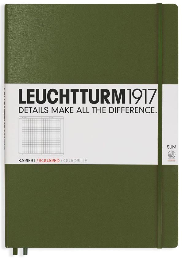  «Блокнот Leuchtturm1917 Master Slim Клітка Хакі (349263)», бренду Leuchtturm1917 - фото №1