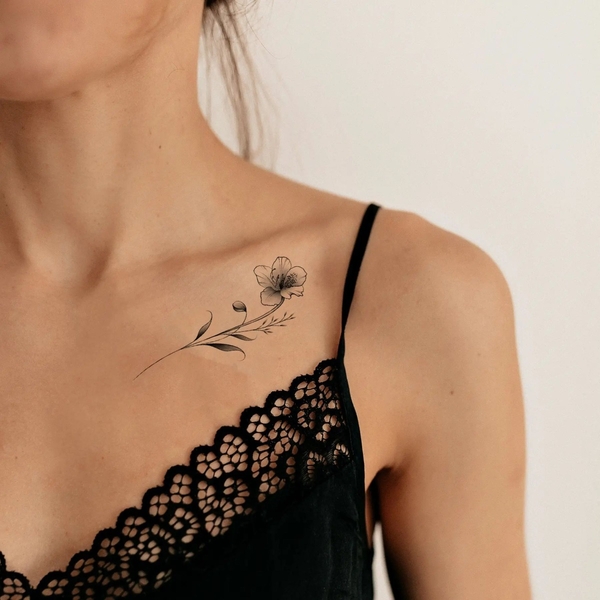 «Тимчасове тату Tattooshka Українські квіти. Мінімалізм (L-57)», бренда Tattooshka - фото №1