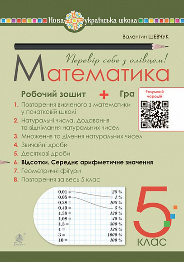 Книга Математика. 5 клас. Робочий зошит № 6. Відсотки....