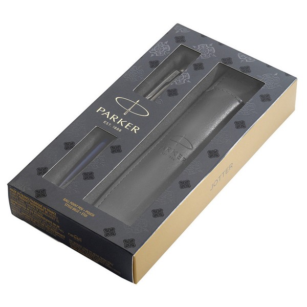 «Шариковая ручка Parker Jotter 17 Royal Blue CT BP (+чехол) (16 332b17)», бренда Parker - фото №1