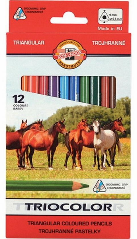 «Карандаши цветные Koh-i-Noor Triocolor Jumbo Horses 12 шт (3142)», бренда Koh-I-Noor - фото №1