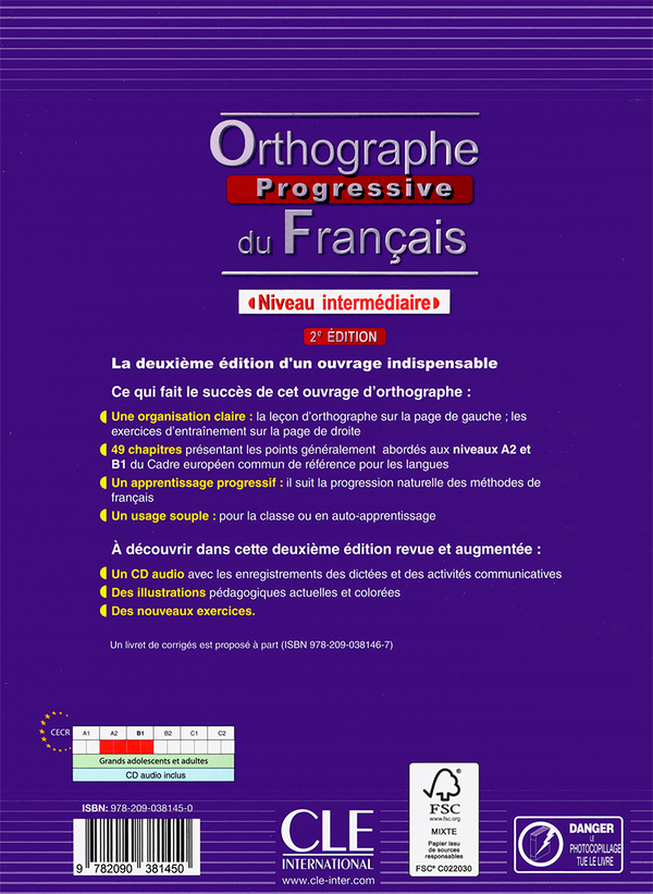 Бумажная книга «Orthographe Progressive du Francais: Livre + CD Intermediaire 2e Edition (French Edition)», авторов Изабелла Коллет, Жан-Мишель Роберт - фото №1