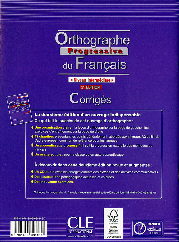 Паперова книга «Orthographe Progressive du Francais: Corriges Intermediaire 2e Edition (French Edition)», автор Ізабелла Коллет - фото №1