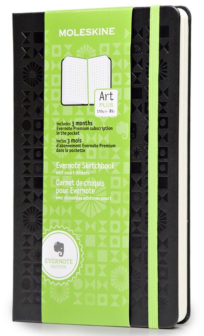  «Записная книжка Moleskine Evernote с наклейками для зарисовок Черная (978-88-6732-387-6#SKLSKETCHEVERF)», бренда Moleskine - фото №1