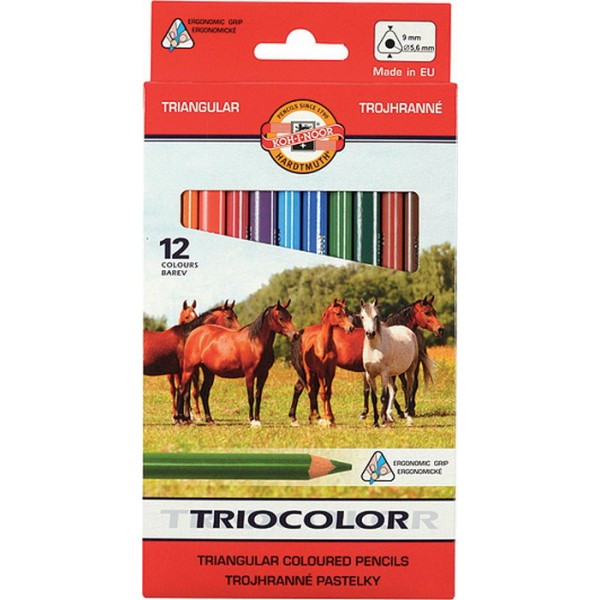 «Карандаши цветные Koh-i-Noor Triocolor Jumbo Horses 12 шт (3142)», бренда Koh-I-Noor - фото №1