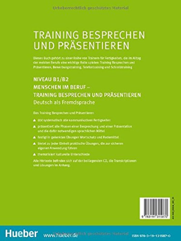 Бумажная книга «Menschen im Beruf - Training Besprechen und Prasentieren », автор Сабина Шлютер - фото №1