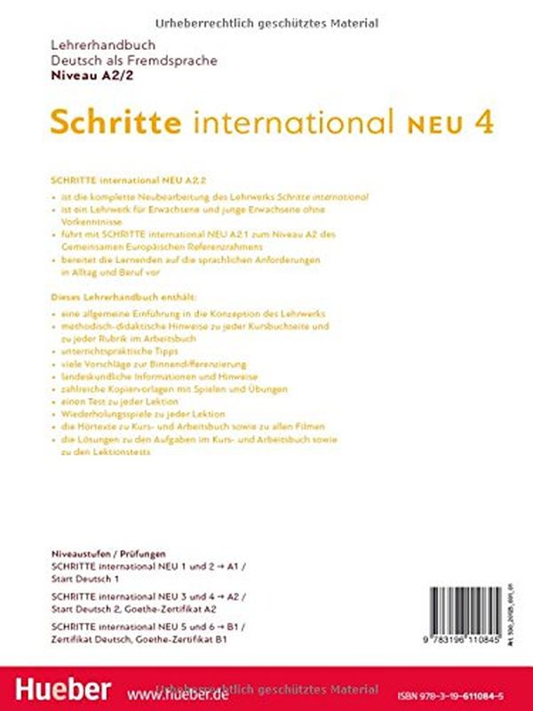 Бумажная книга «Schritte international Neu 4. Lehrerhandbuch A2.2», авторов Сюзанна Календер, Петра Климашик - фото №1