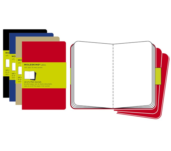  «3 журнала для записей Moleskine Cahier Бордовые нелинованные (978-88-6293-103-8)», бренда Moleskine - фото №1