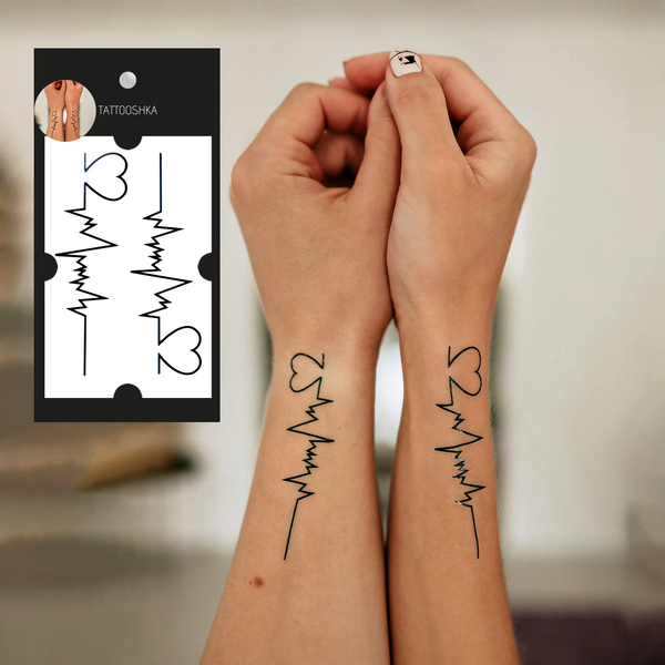  «Тимчасове тату Tattooshka Закохані сердця (WM-067)», бренда Tattooshka - фото №1