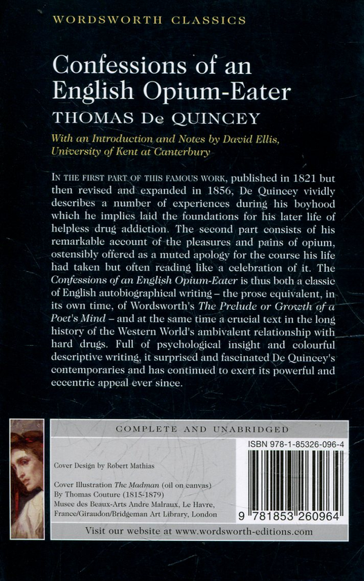 Паперова книга «The Confessions Of An English Opium Eater», автор Томас де Квінсі - фото №1