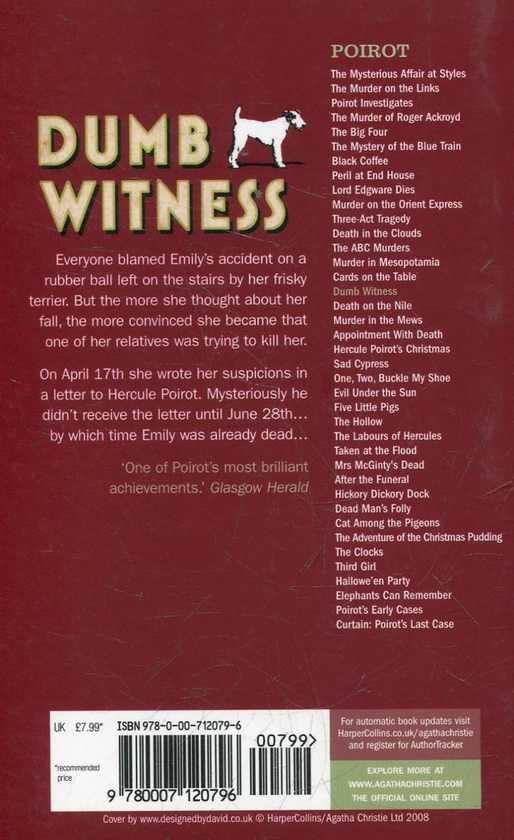 Бумажная книга «Dumb Witness», автор Агата Кристи - фото №1