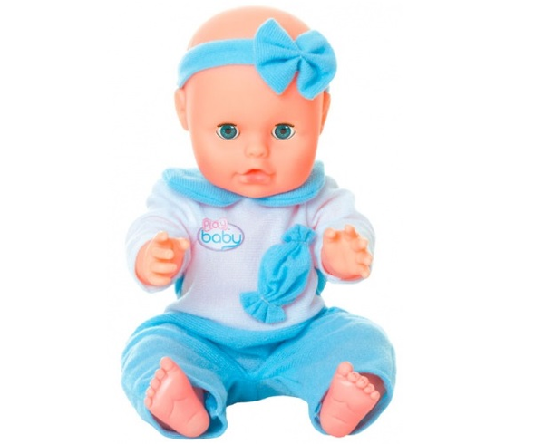  «Пупс Play Baby 32 см в голубом комбинезоне (32001)», бренда Play Baby - фото №1