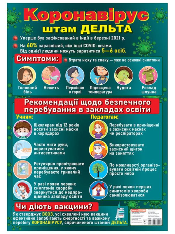 Бумажная книга «Плакат. Коронавірус. Штам Дельта» - фото №1