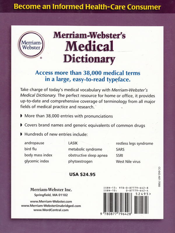 Бумажная книга «Merriam-Webster's Medical Dictionary» - фото №1
