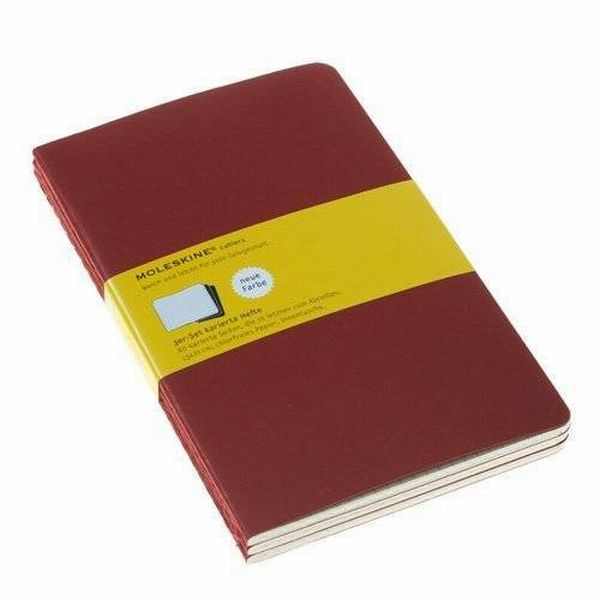  «Блокнот Moleskine Cahier средний в клетку бордо 3 шт (CH117)», бренда Moleskine - фото №1
