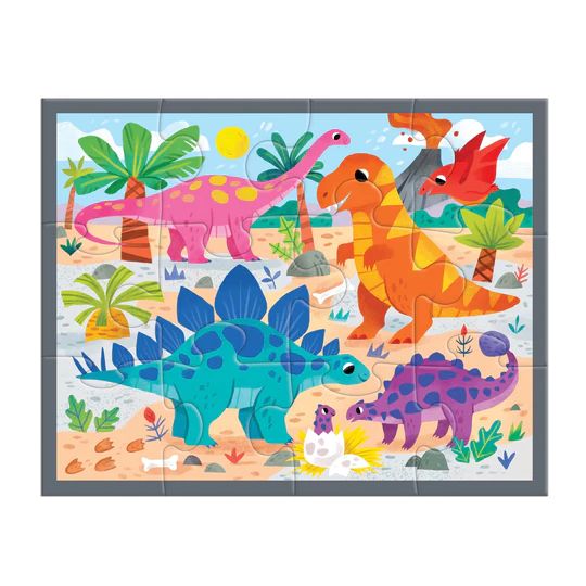  «Mighty Dinosaurs 12 Piece Pouch Puzzle», бренда Mudpuppy - фото №1