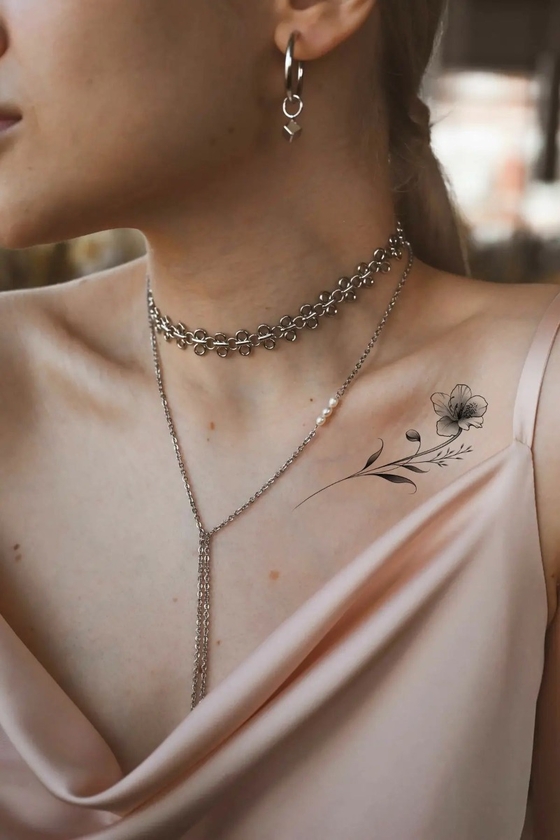 «Тимчасове тату Tattooshka Українські квіти. Мінімалізм (L-57)», бренда Tattooshka - фото №1