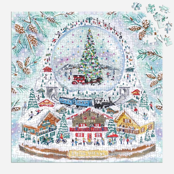  «Пазл Galison Alpine Village Snow Globe by Michael Storrings 500 ел.», бренда Galison - фото №1
