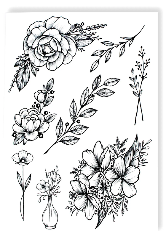 «Тимчасове тату Tattooshka Дика троянда з гілочками (TH-388)», бренда Tattooshka - фото №1