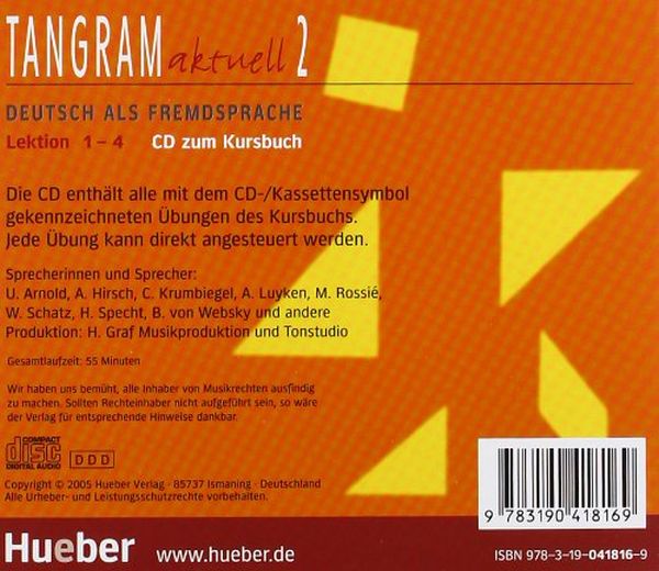 Паперова книга «Tangram aktuell. CD zum Kursbuch 2. Lektion 1-4» - фото №1