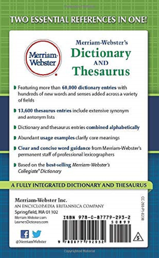 Паперова книга «Merriam-Webster's Dictionary and Thesaurus. Revised and Updated» - фото №1