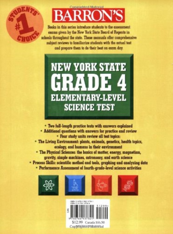 Паперова книга «Barron's New York State Grade 4 Elementary-Level Science Test», автор Джойс Торнтон Баррі - фото №1