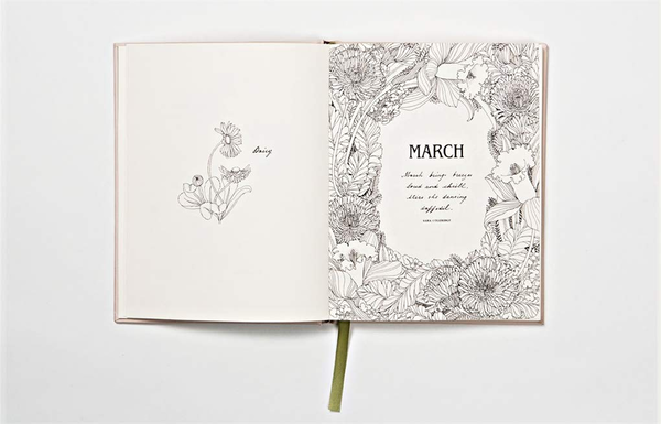 Бумажная книга «The Flower Year.  A Colouring Book», автор Лейла Дьюли - фото №1
