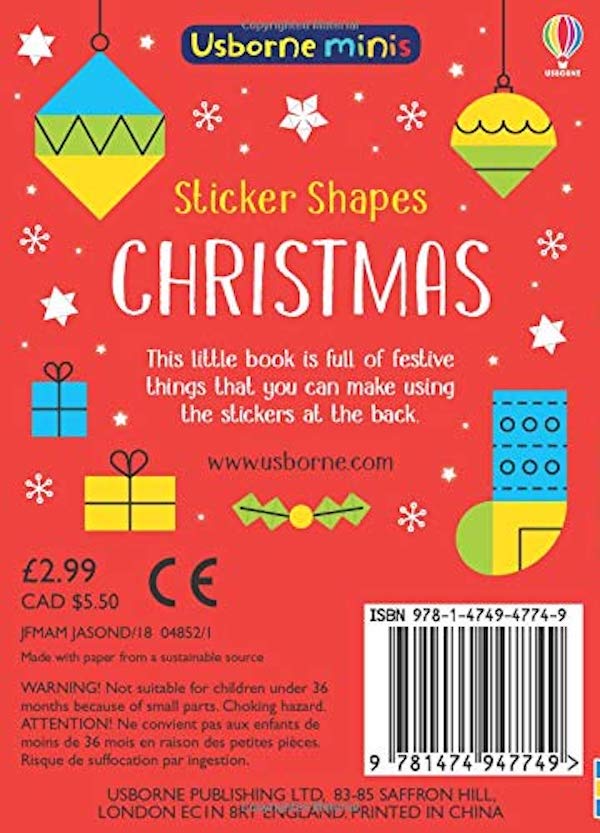 Паперова книга «Sticker Shapes Christmas», автор Сем Сміт - фото №1