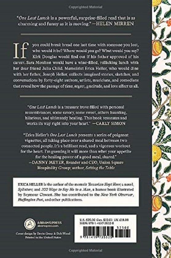 Бумажная книга «One Last Lunch. A Final Meal with Those Who Meant So Much to Us», автор Эрика Хеллер - фото №1