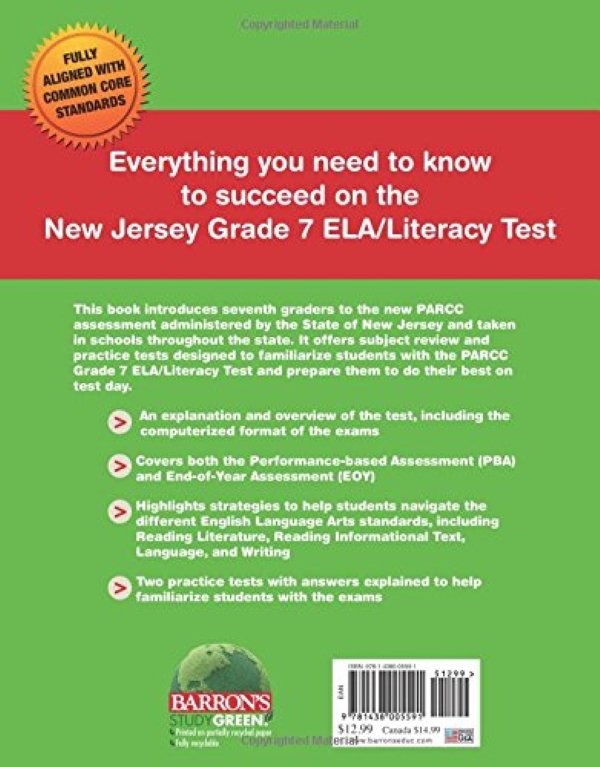 Бумажная книга «Barron's New Jersey Grade 7 ELA/Literacy Test», автор Джозеф С. Пиццо - фото №1