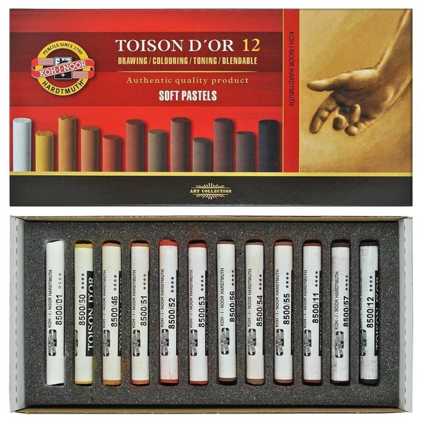  «Мел-пастель Koh-i-noor Toison D'or коричневые оттенки 12 шт (8522012002BR)», бренда Koh-i-Noor Hardtmuth - фото №1